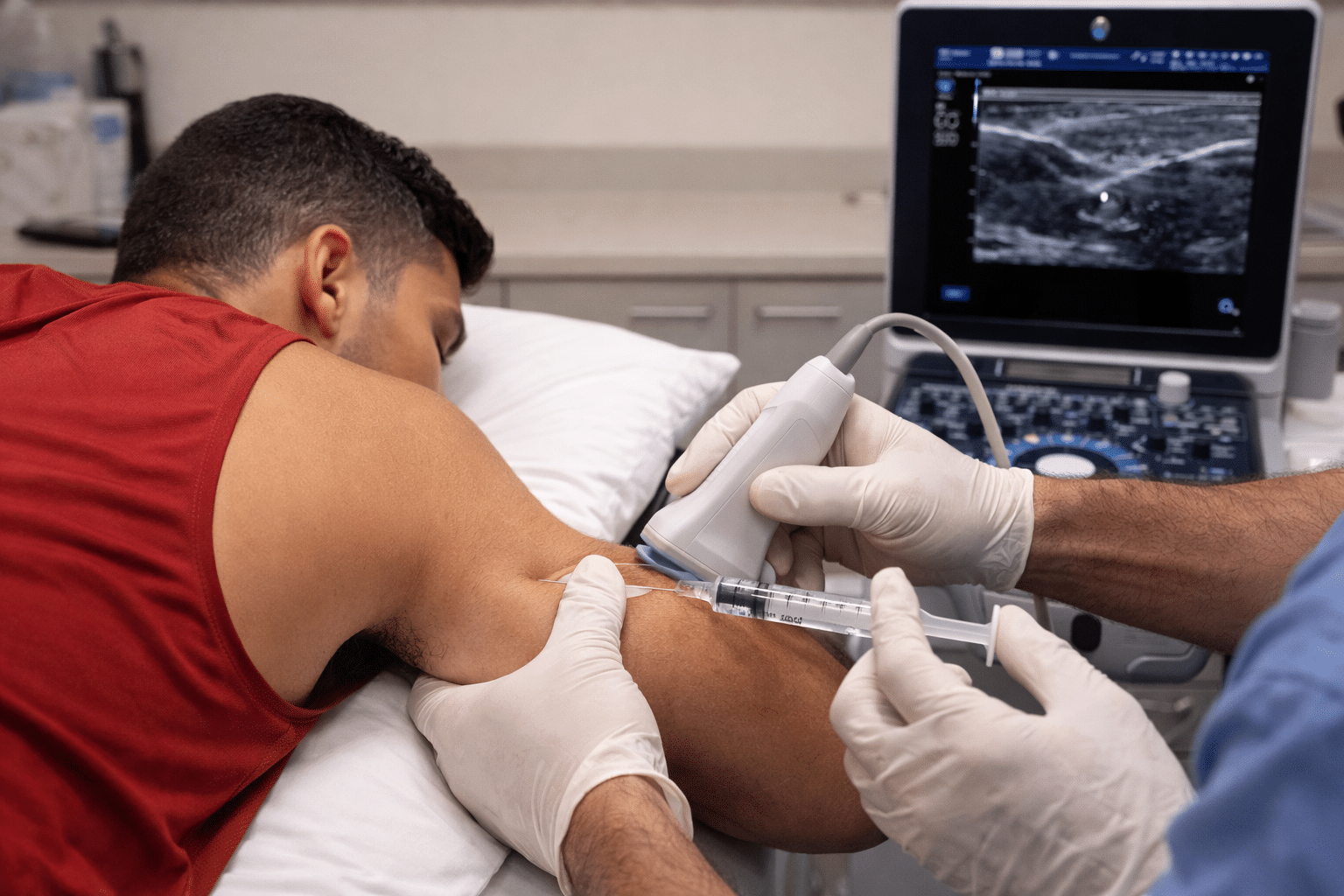 sports medicine patient receiving treatment