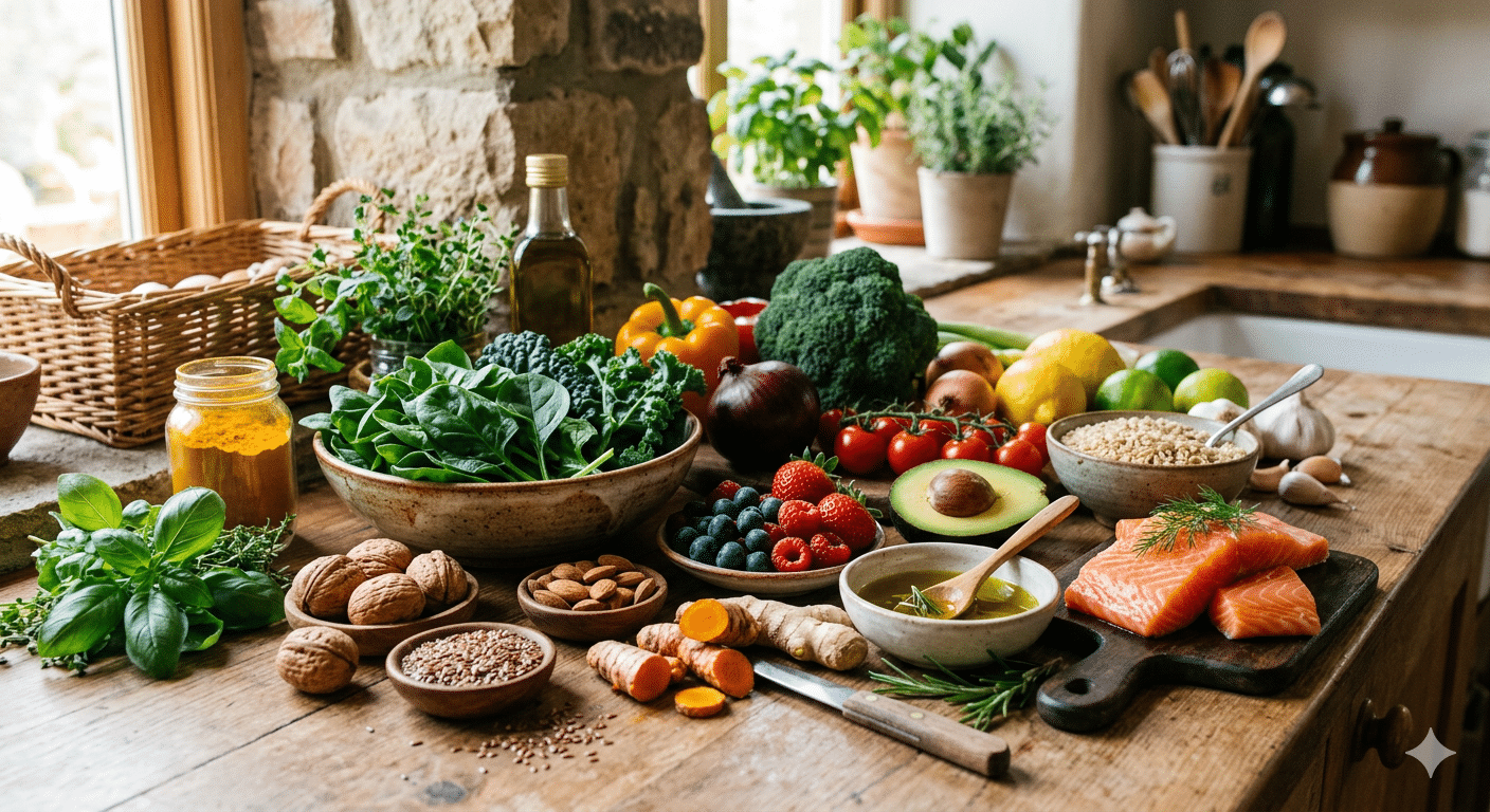 an excellent variety of healthy foods to incorporate into an integrative medicine wellness plan