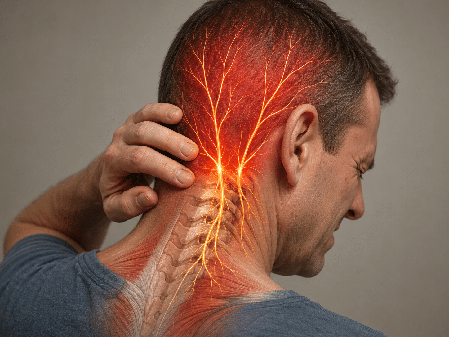 man with occipital nerve pain