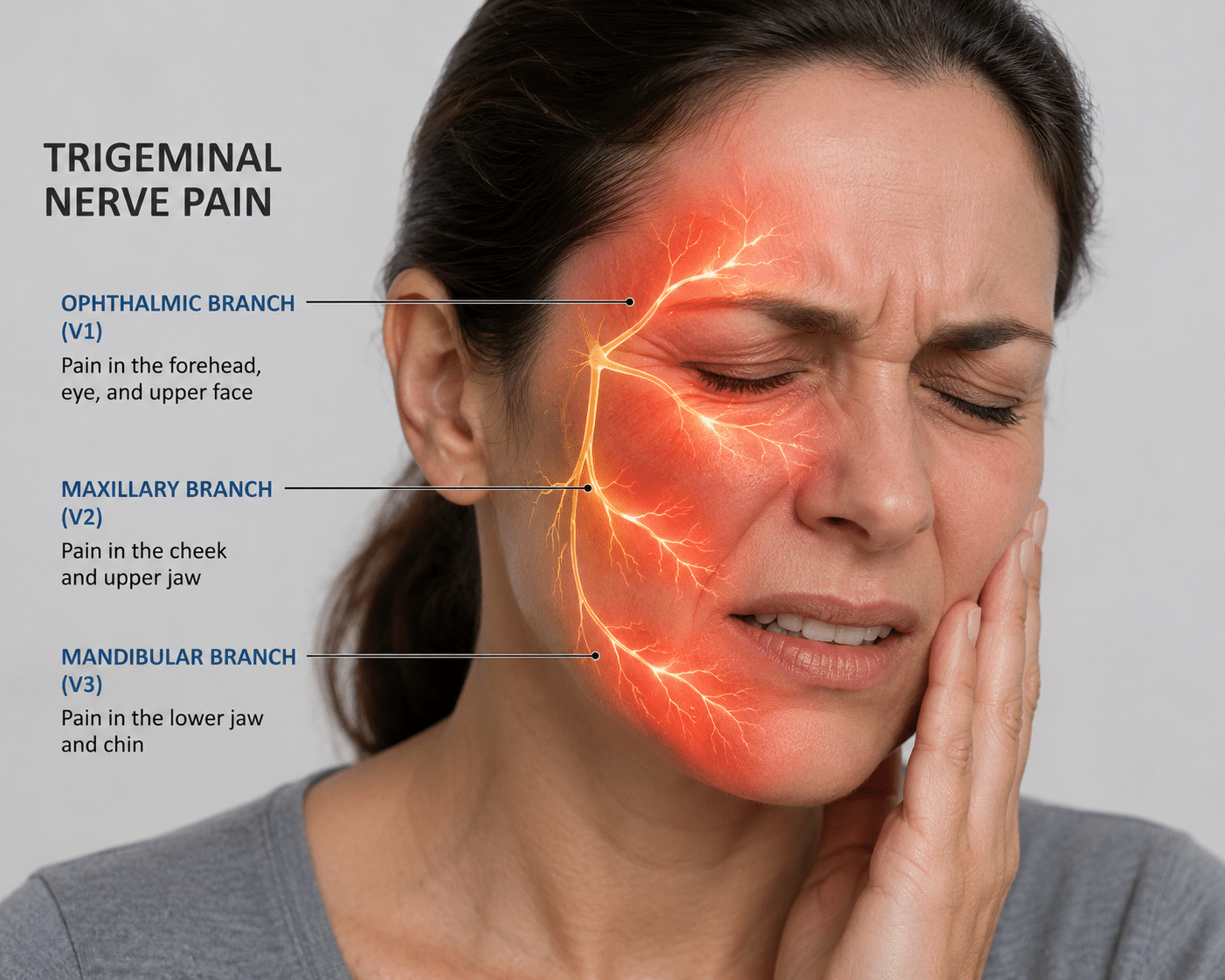 woman experiencing facial nerve pain