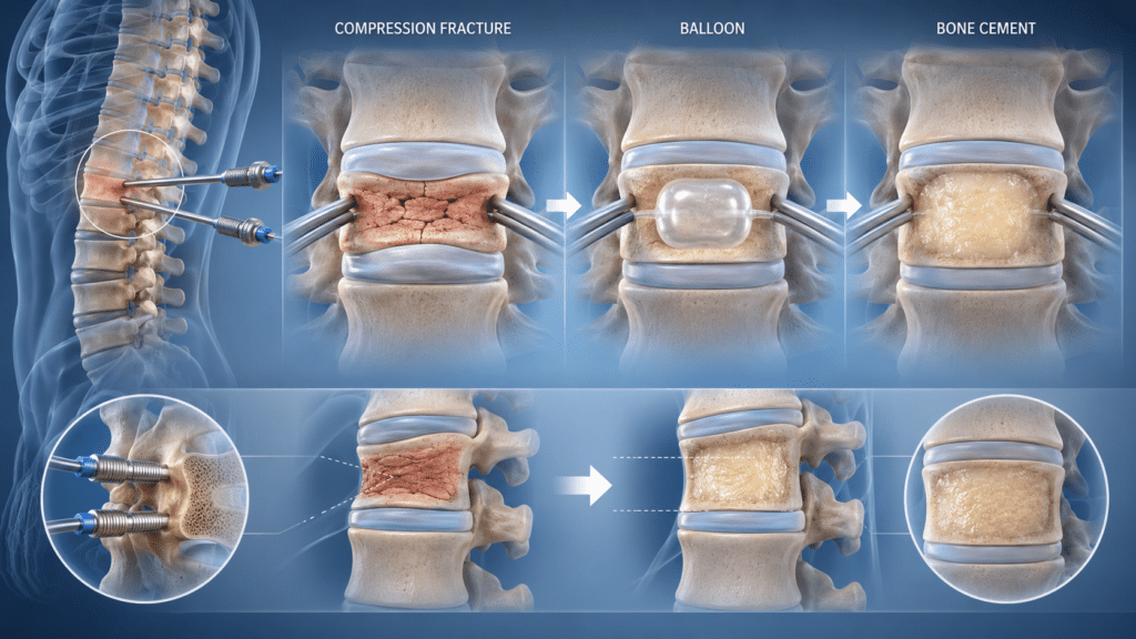 diagram depicting the kyphoplasty procedure