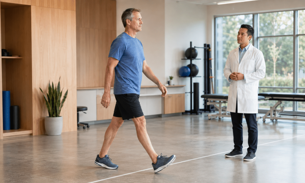 physician assessing a patient's locomotion